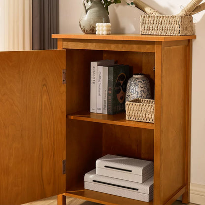 34.2" Tall Mid Century Modern Floor Cabinet, Retro Storage Cabinet with Doors, Towel Cabinet, for Entryway Hallway Living Room Kitchen Bathroom,Walnut