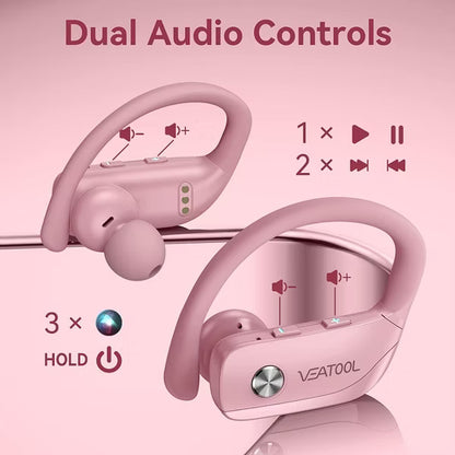 VEAT00L Wireless Earbuds Bluetooth 6.0 Sport 48Hrs Earhook 6 ENC Mic IP68 Waterproof Workout Running