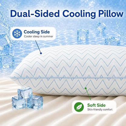 Cooling Pillows Queen Size Set of 2 Memory Foam Bed Pillows for Sleeping Pillows for Back & Side Sleepers Cool Pillow for Hot Sleepers