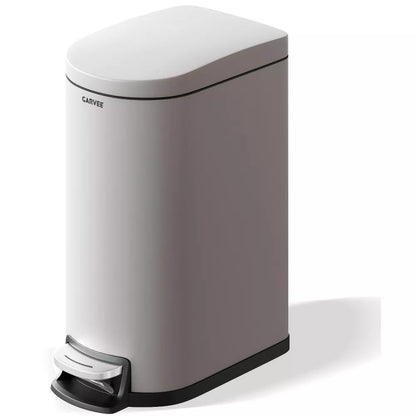Slim Bathroom Trash Can 2.6 Gal – Step-On Stainless Lid, Soft Close, Odor Control, Removable Inner Bucket, Rear Handle – Waterproof for Home