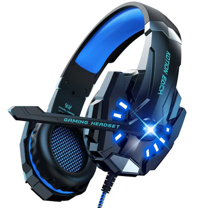 Gaming Headset with Microphone, Compatible with PS4 PS5 Xbox One PC Laptop, Over-Ear Headphones with LED Light, Noise Canceling Mic