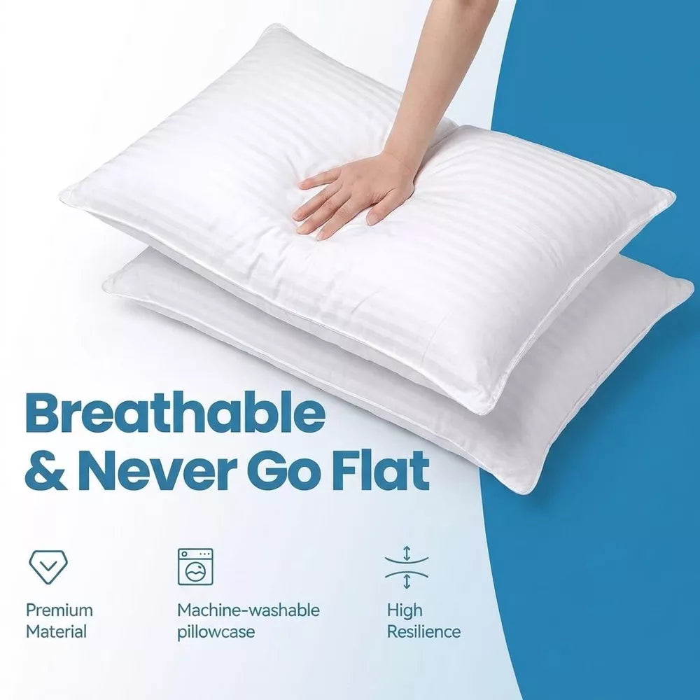 Bed Pillows for Sleeping King Size Set of 2 Hotel Quality Breathable Cooling Down Alternative Microfiber Filled for Back, Stomach, Side Sleepers