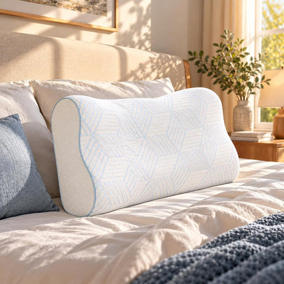 Bed Pillows 4-Layer Pillow for Neck Relief - Adjustable Memory Foam Pillow for Sleeping Time, Ergonomically Designed Pillow for Back & Side Sleepers