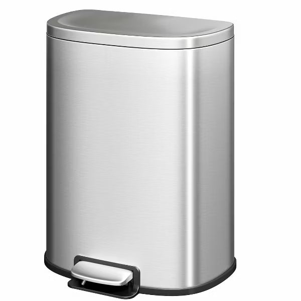 Garvee 9L Stainless Steel Step Trash Can for Bathroom Odor Sealing D-Shape, Stainless steel