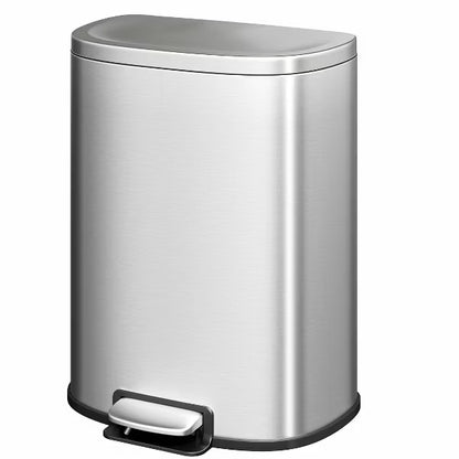 Garvee 9L Stainless Steel Step Trash Can for Bathroom Odor Sealing D-Shape, Stainless steel
