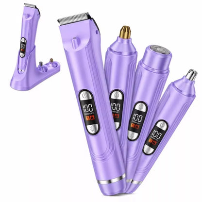 Hoey Women's 3-in-1 Electric Shaver & Bikini Trimmer with Stand - IPX7 Waterproof Rechargeable Body Razor, Purple