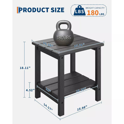 Adirondack 2-Tier Outdoor Side Table 18"x15", HDPE All-Weather End Table for Patio, Pool, Deck, Backyard & Indoor Use