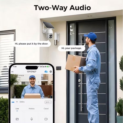 4G Security Camera, No WiFi Solar Powered Wireless Outdoor Camera with Built in SIM Card, 2K Color Night Vision,PIR Motion Detection 2 Way Talk