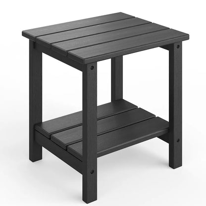 Adirondack 2-Tier Outdoor Side Table 18"x15", HDPE All-Weather End Table for Patio, Pool, Deck, Backyard & Indoor Use