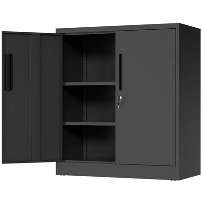 VIYET Metal Storage Cabinet with Lock, 2 Adjustable Shelves, Heavy Duty Steel Utility Cabinet for Office, Garage