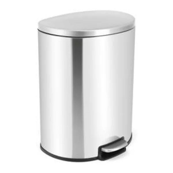 Garvee 9L Stainless Steel Step Trash Can for Bathroom Odor Sealing D-Shape, Stainless steel