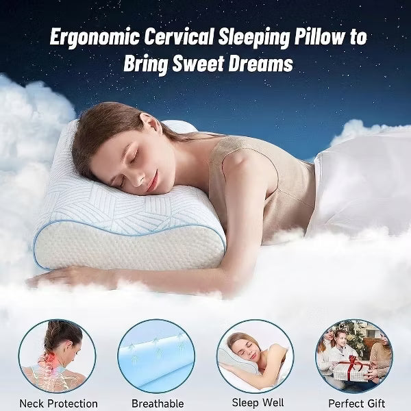 Bed Pillows 4-Layer Pillow for Neck Relief - Adjustable Memory Foam Pillow for Sleeping Time, Ergonomically Designed Pillow for Back & Side Sleepers