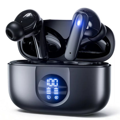 VEAT00L Wireless Earbuds, Bluetooth Headphones V5.4 Stereo Ear buds with Noise Cancelling Mics, 60H Playback Mini Case with Dual LED Display