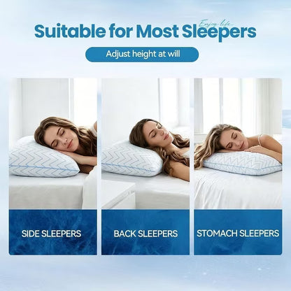 Cooling Pillows Queen Size Set of 2 Memory Foam Bed Pillows for Sleeping Pillows for Back & Side Sleepers Cool Pillow for Hot Sleepers
