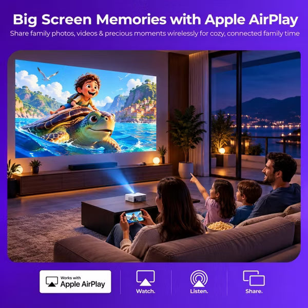 ELEPHAS Roku TV Smart Projector, Built-in Roku TV Streaming Experience, Dolby Audio, Wi-Fi Bluetooth Portable Home and Outdoor Theater