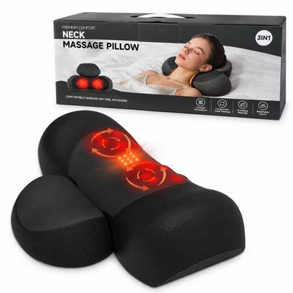 Morfone Neck Massager with Heat,3 Intensity Levels&Bi-Directional Kneading,Ergonomic Pillow for Neck Pain Relief,Cervical Massage Pillow,10Min Timer
