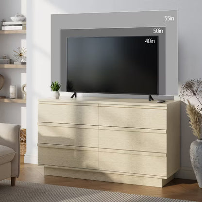 Qwatto 6 Drawer Dresser for Bedroom 47" Wide Modern Chest of Drawers Bedroom Storage Organizer Cabinet with Deep Drawers for Living Room Hallway