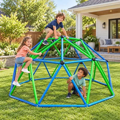 AMERLIFE 10x5 FT Kids Geometric Climbing Dome, 4-Tier Jungle Gym, Steel Frame