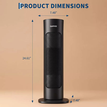 Garvee Portable Space Heater, Indoor, Oscillating, 4 Heat, Overheat/Tip-Over, Knob