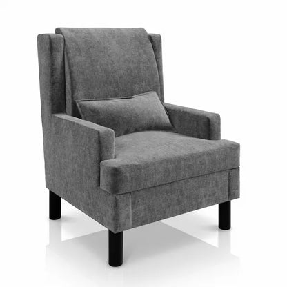 Wingback Accent Chair – High Back, Soft Pillow, Chenille Upholstery, Sturdy Wood Legs – Modern Comfy Armchair for Living Room & Bedroom,Grey
