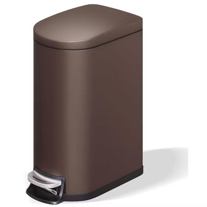 13 gal / 50 L Metal Kitchen Trash Can with Lid, Slim Rustproof Garbage Can, Large Step-on Trash Bin, Brown