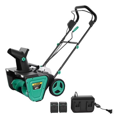 Garvee Heavy Duty 20" Snow Blower Cordless, Brushless Motor, 23FT Throwing Distance, 180° Rotating Chute Walkways Driveways Snow Thrower, Lake blue