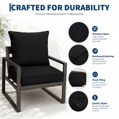 Garvee Outdoor Chair Cushion Set, 24 x 24 Inch High Elasticity Water-Resistant Patio Furniture Cushions for Chair, Sofa and Couch