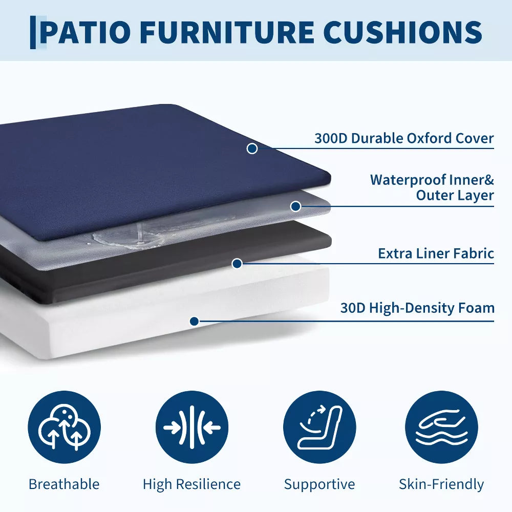 Garvee Outdoor Chair Cushion Set, 24x22, High Elasticity, Water-Resistant, Patio