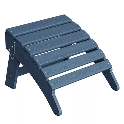 Folding Adirondack Ottoman Footrest, All-Weather HDPE Plastic Outdoor Stool for Patio Chair, Portable for Poolside, Deck & Garden-Navy Blue