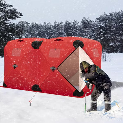Garvee Pop Up Ice Fishing Tent, 4-8 Person Windproof Insulated Shelter, 68 Sq Ft Fishable Area, Hub-Style Shanty for Winter