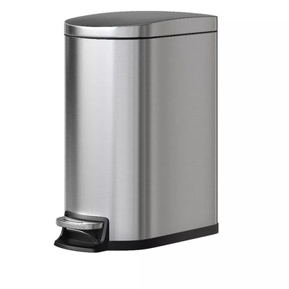 Garvee13 Gallon/50L Slim Trash Can – Stainless Steel Pedal Bin, Removable Inner Bucket, Rustproof, Space-Saving for Kitchen, Office, Bathroom, Silver
