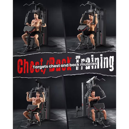Home Gym,Multifunctional Workout Station with Leg Press | 150LBS Weight Stack Full Body Workout Equipment for Home Exercise Fitness Strength Training