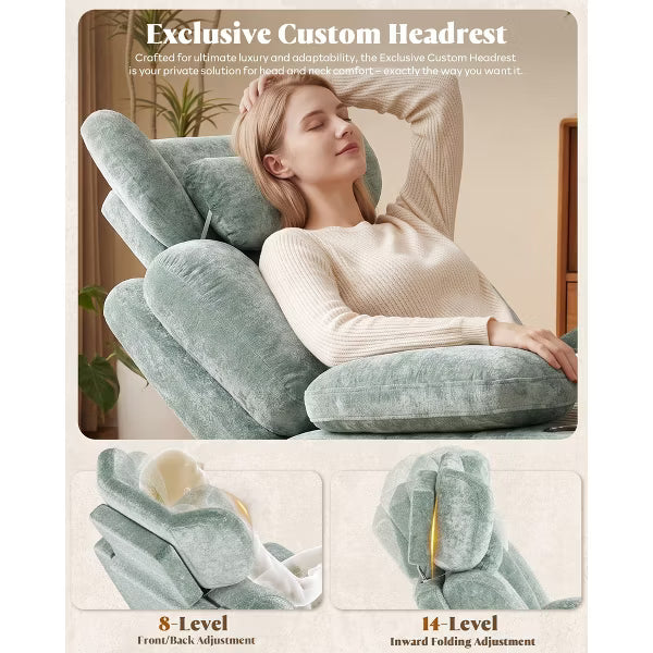 TYBOATLE Chenille Manual Rocker Recliner Chair - Turquoise - Adjustable Headrest & Armrests for Nursing
