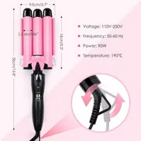 Morfone 22mm Adjustable Temp Triple Barrel Curling Iron Hair Curler Ceramic Coating