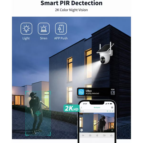 2K Security Cameras Wireless Outdoor Waterproof, 2-Way Talk, AI Motion Detection Spotlight Siren Alarm Cameras for Home Security 2.4G WIFI