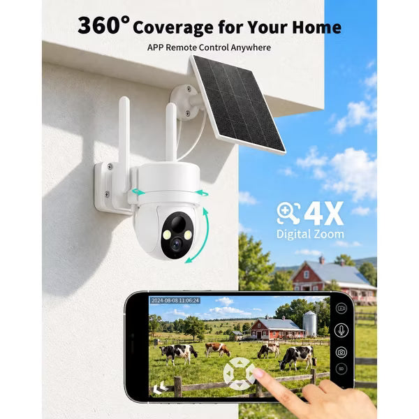 2K Security Cameras Wireless Outdoor Waterproof, 2-Way Talk, AI Motion Detection Spotlight Siren Alarm Cameras for Home Security 2.4G WIFI