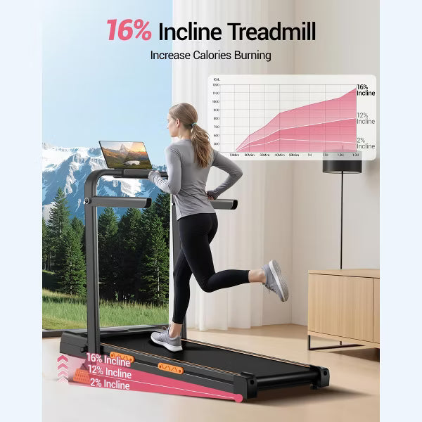 3 in 1 Walking Pad Treadmill with 16% Incline, Folding Treadmill with Handle Bar, Portable Treadmills for Home Small, 220 Lbs Capacity (dark black)