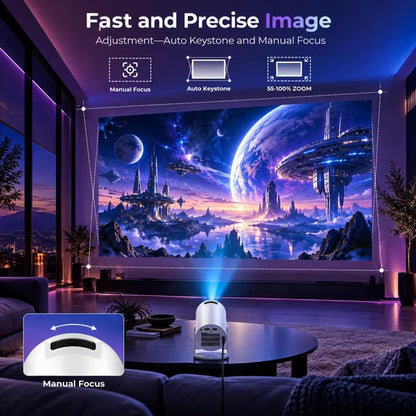 ELEPHAS Roku TV Smart Projector, Built-in Roku TV Streaming Experience, Dolby Audio, Wi-Fi Bluetooth Portable Home and Outdoor Theater