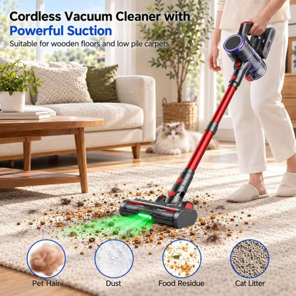 Cordless Vacuum Cleaner, 600W/55Kpa Vacuum Cleaners for Home Stick Vacuum Cordless with LED Display, Anti-Tangle & Wall Mount for Hard Floors Pet Hair