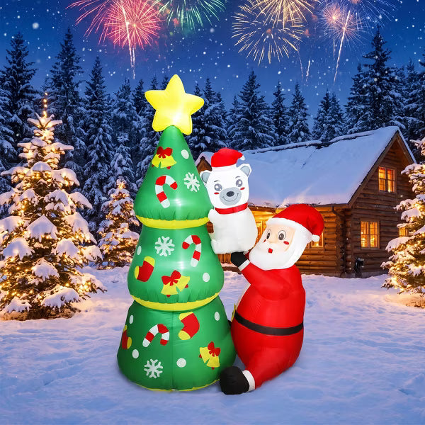 Garvee 7FT Christmas Inflatable Santa Polar Bear Xmas Tree LED Yard Garden Lawn Decor