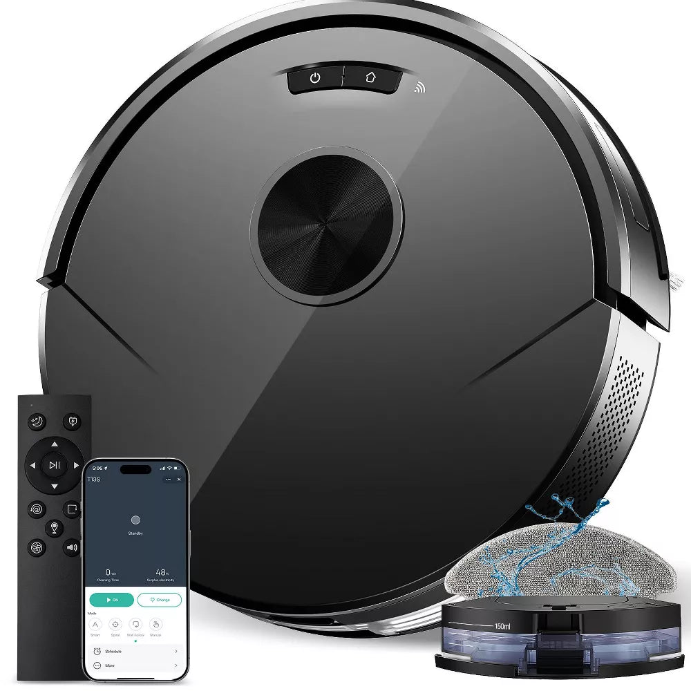 Teendow 2 in 1 Robot Vacuum and Mop Combo,8000Pa Self-Charging Robotic Vacuum Cleaner for Pet Hair, Hard Floors & Carpets,120-Min, App & Voice Control