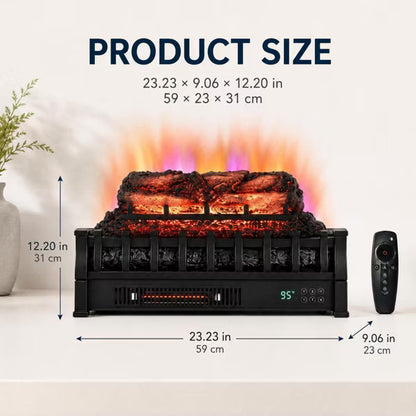 Garvee 23" Electric Fireplace Log Heater, Pine Flame, 5 Flame & 5 Bright, Remote