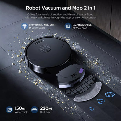 Teendow 2 in 1 Robot Vacuum and Mop Combo,8000Pa Self-Charging Robotic Vacuum Cleaner for Pet Hair, Hard Floors & Carpets,120-Min, App & Voice Control