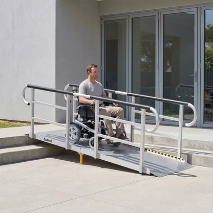 1200 LBS Capacity Wheelchair Ramp with Handrails, Aluminum Portable Mobility Ramp for Home & Outdoor Access