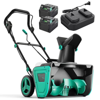Garvee 21" Brushless Snow Blower – 180° Rotating Chute, Dual LED Headlights, 2-Pack 5.0Ah Batteries – Cordless Snow Thrower for Driveways, Walkways