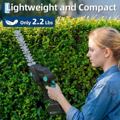 Garvee 2-in-1 Cordless Grass Shear & Shrub Trimmer, Hedge Trimmer, Rechargeable Handheld Garden Cutter for Small Yards & Lawn Edges, Lake Blue
