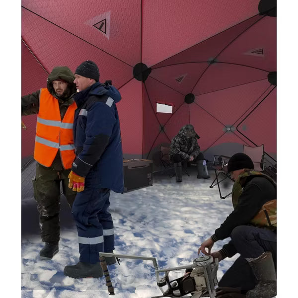 Garvee Pop Up Ice Fishing Tent, 4-8 Person Windproof Insulated Shelter, 68 Sq Ft Fishable Area, Hub-Style Shanty for Winter