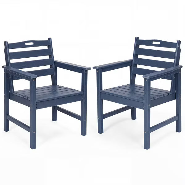Garvee 2Pcs Patio Dining Chairs, Outdoor Accent Chair, HDPE Wide Armrests, Perfect for Backyard, Garden Reading Relax, Blue