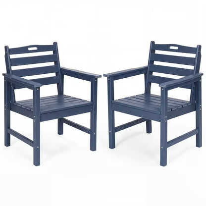 Garvee 2Pcs Patio Dining Chairs, Outdoor Accent Chair, HDPE Wide Armrests, Perfect for Backyard, Garden Reading Relax, Blue
