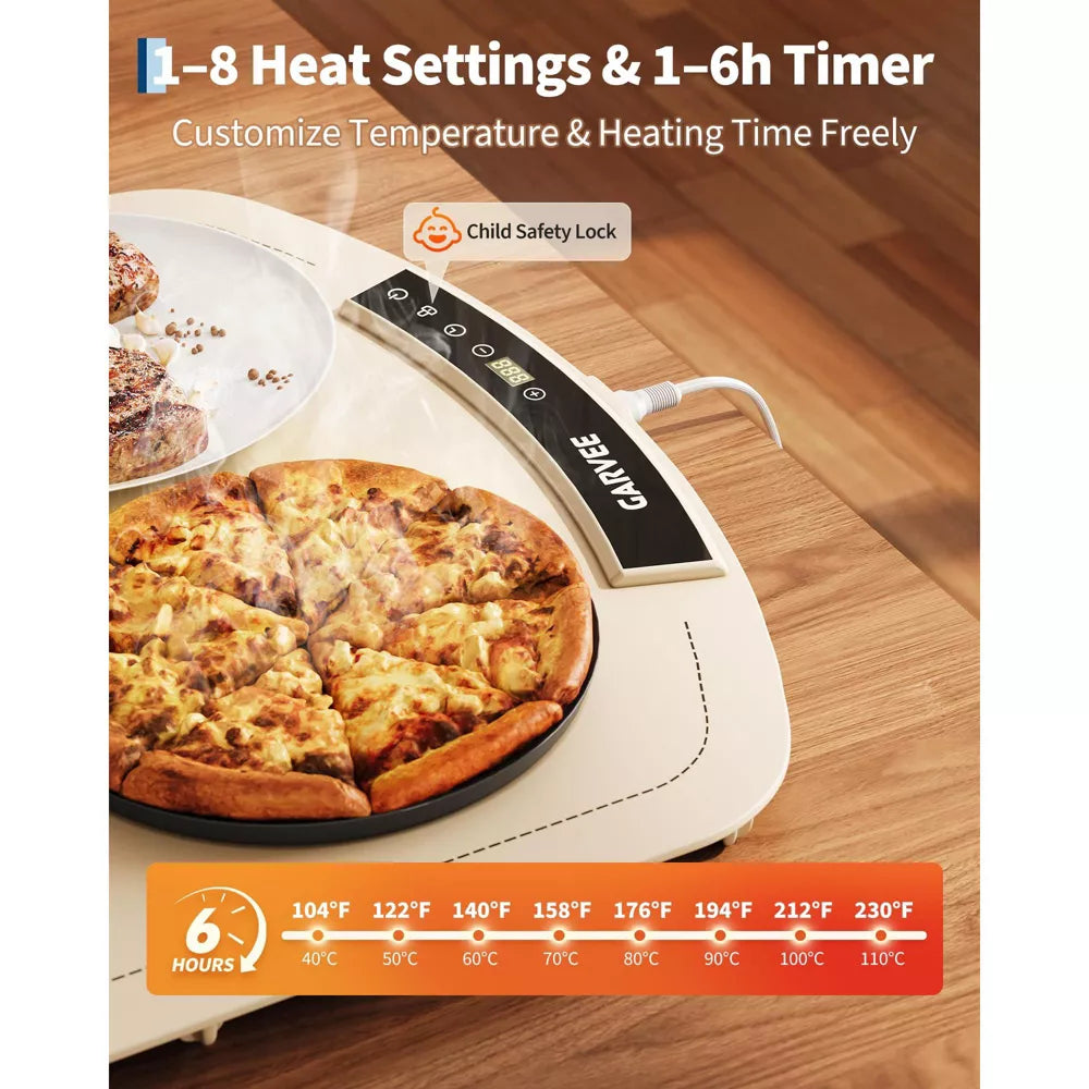 Garvee 26x16 Warming Mat, 8 Temps, 250W, Child Lock, 6H Timer, Auto Off, Silicone